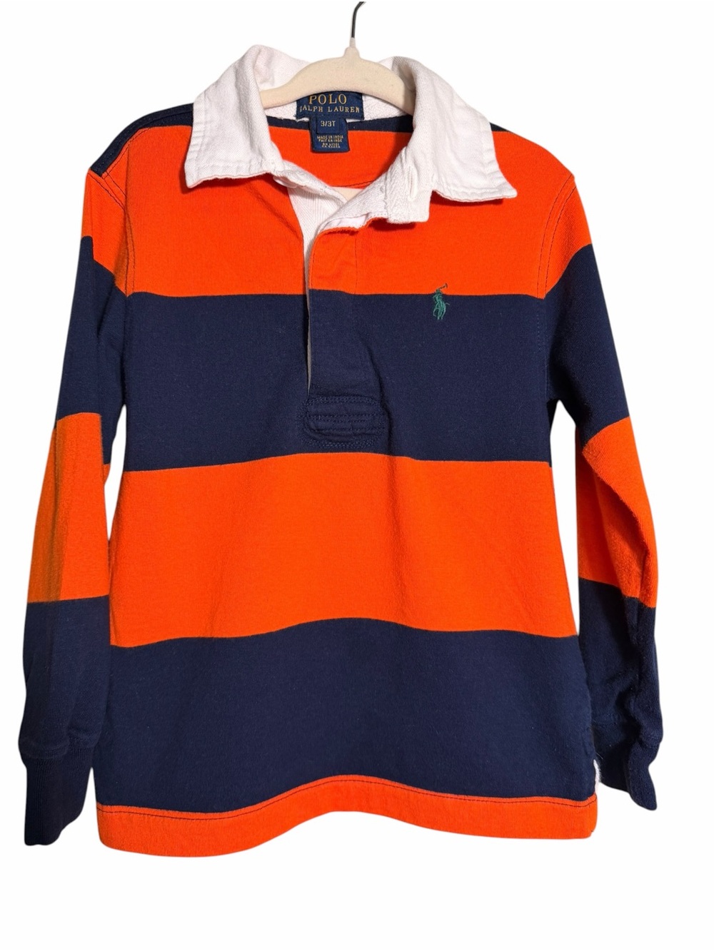 Polo by Ralph Lauren Orange & Navy Wide-Stripe Rugby Shirt Kids